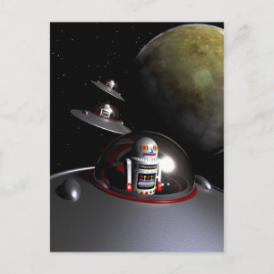 ROBOT - 7 soucoupes carte postale