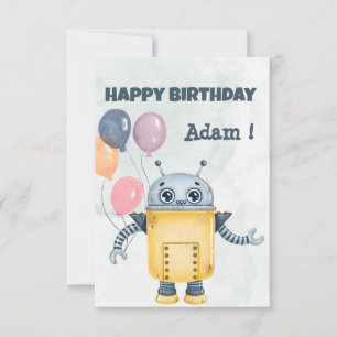 Robot avec ballons Bonne carte de voeux d'annivers