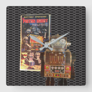 Robot de piston - rétro horloge murale