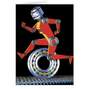 Robot de science-fiction vintage courant avec roue