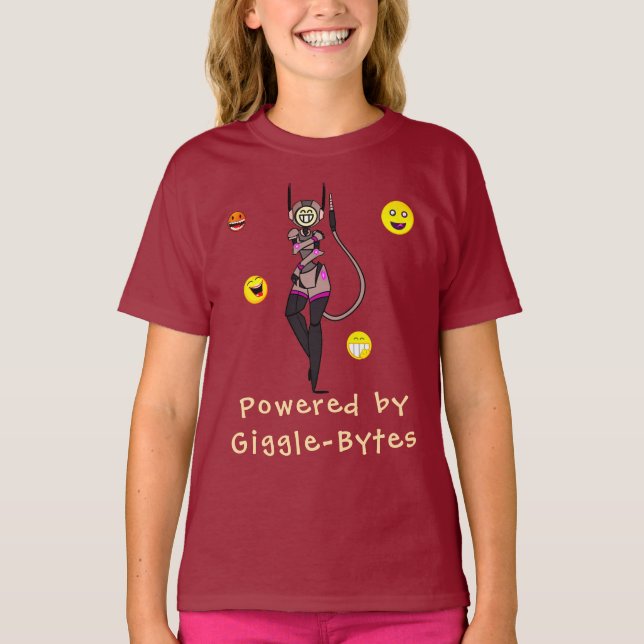 Robot Inspirationnel Rouge Giggle T-shirt amusant (Devant)