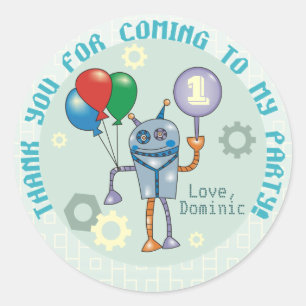 Robot mignon avec ballons Stickers premier anniver