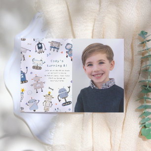 Robot Photo Anniversaire Fête Invitation