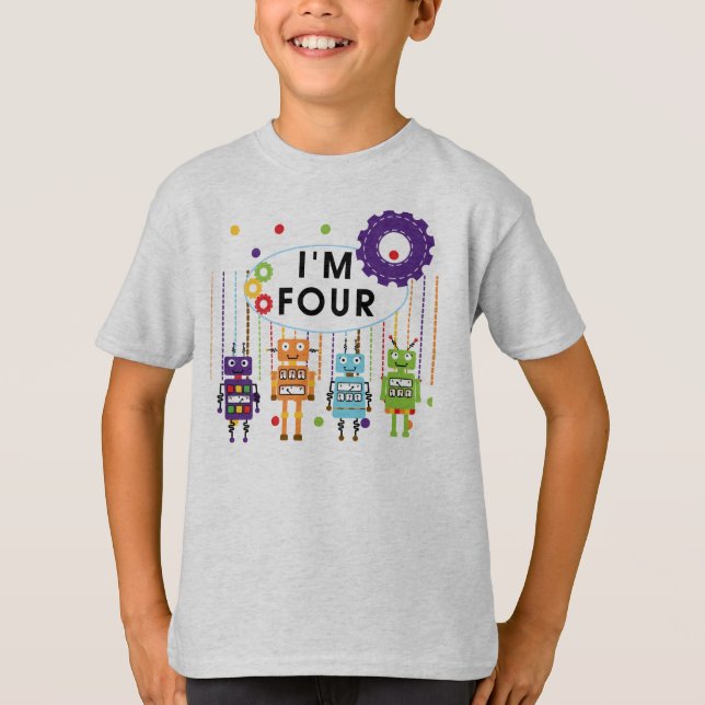Robot T-shirts et cadeaux d'anniversaire 4e (Devant)