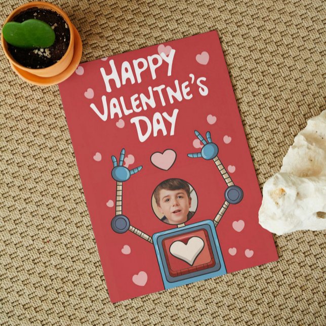 Robot Valentines Jour Photo Salle de classe Carte  (valentines day boy gift, valentine dai card kids, valentines day school gifts, valentines day cards,)