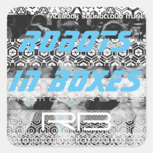 Robots dans des autocollants de boîtes