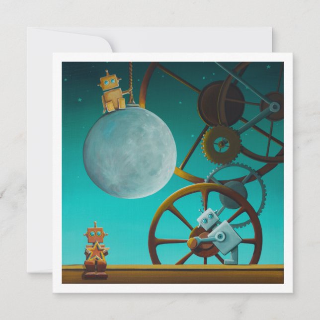 Robots de lune de nuit - Mini impression (Devant)