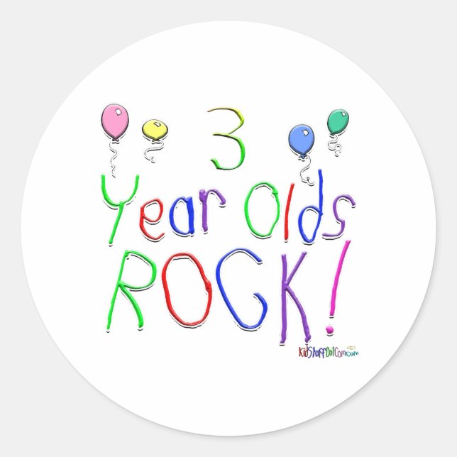 Rocher à 3 ans ! Autocollant (Devant)