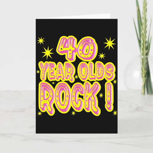 Rocher à 40 ans ! Carte de voeux (rose) (Devant)