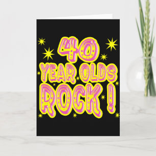 Rocher à 40 ans ! Carte de voeux (rose)