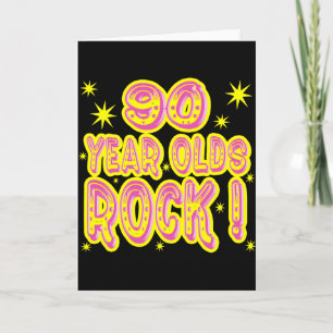 Rocher à 90 ans ! Carte de voeux (rose)