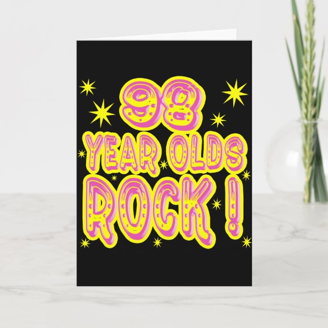 Rocher à 98 ans ! Carte de voeux (rose) (Devant)