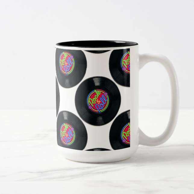 Rocher et rouler vinyle Vintage Mug (Droit)