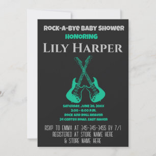Rock a Bye Guitar Rock Star Baby shower Invitation