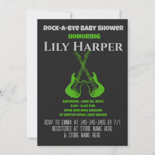 Rock a Bye Guitar Rock Star Baby shower Invitation