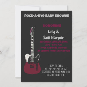 Rock a Bye Guitar Rock Star Baby shower Invitation
