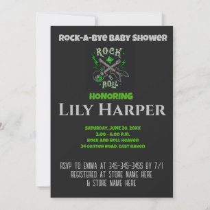 Rock a Bye Guitar Rock Star Baby shower Invitation