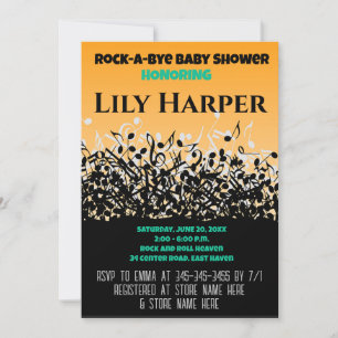 Rock a Bye Guitar Rock Star Baby shower Invitation