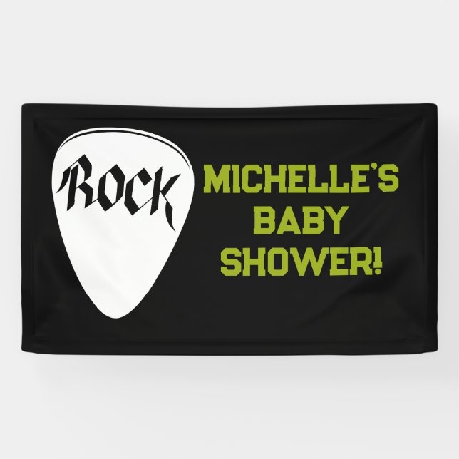 Rock a Bye Rock Star Guitare Baby shower bannière (Horizontal)