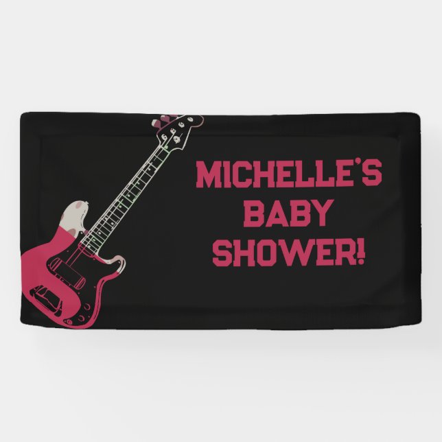Rock a Bye Rock Star Guitare Baby shower bannière (Horizontal)