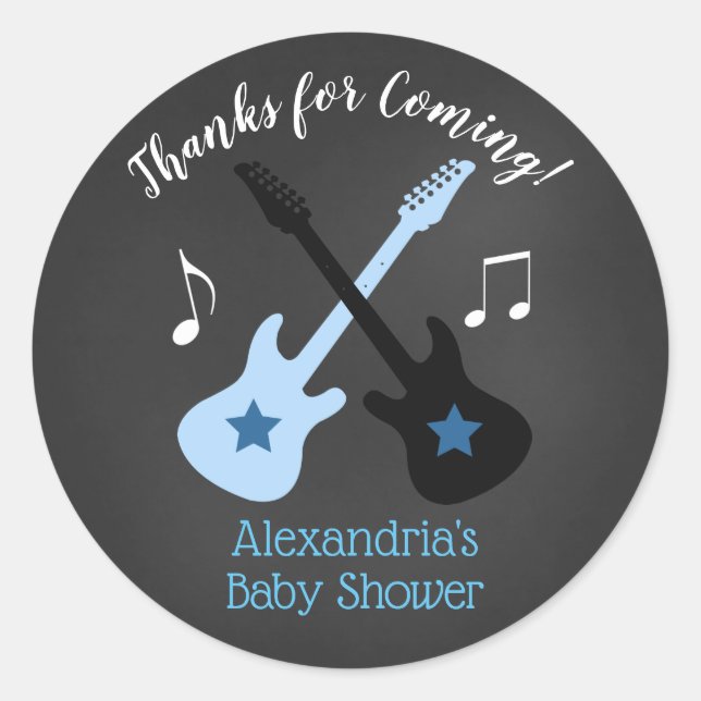 Rock a bye Rockstar Baby shower Favoriser Stickers (Devant)