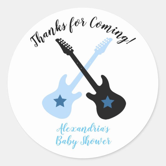 Rock a bye Rockstar Baby shower Favoriser Stickers (Devant)
