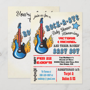 Rock a bye rockstar baby shower Invitations