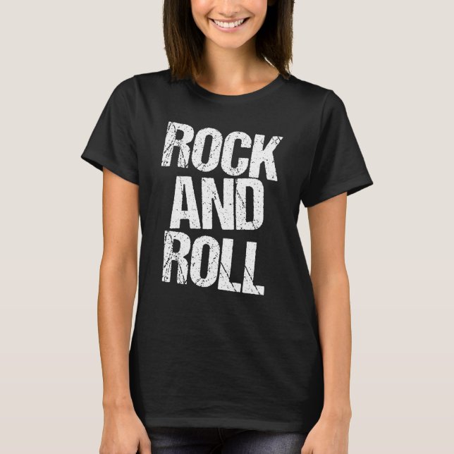 Rock and Roll Bold Typography T-Shirt (Devant)