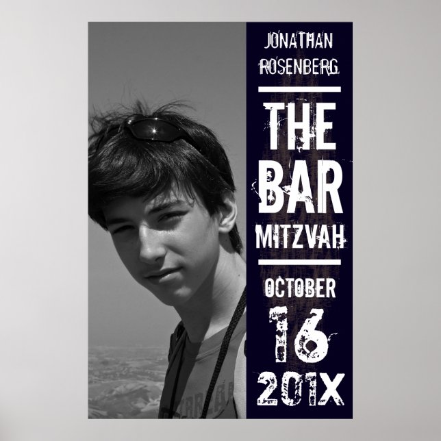 Rock Band Bar Mitzvah Photo Poster noir (Devant)