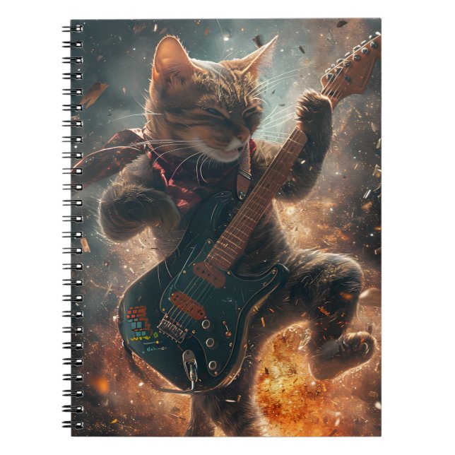Rock Chat Jouer Carnet de guitare (Devant)