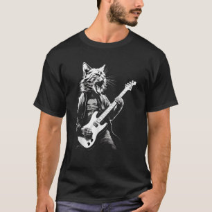 Rock Chat Jouer Guitare Funny Guitare T-Shirt