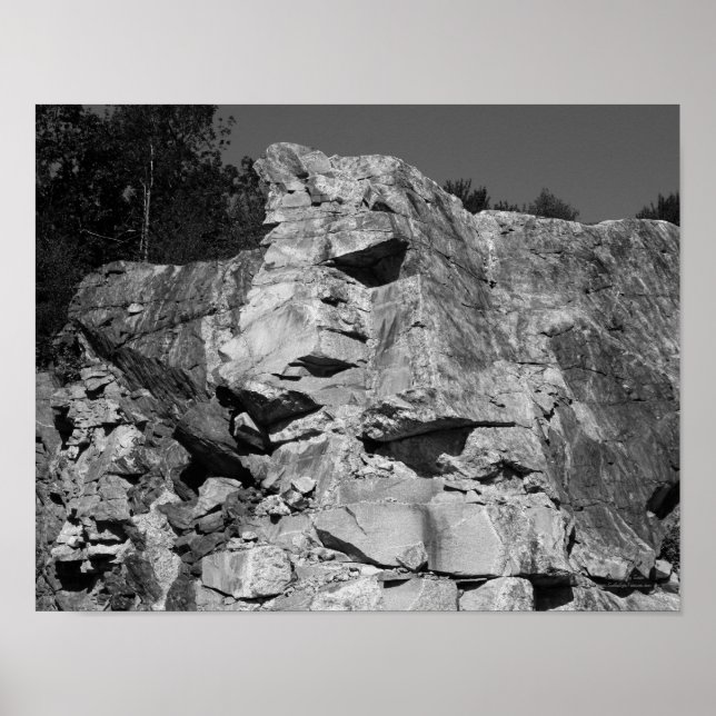 Rock Cliff Wall Nature noir blanc Impression (Devant)