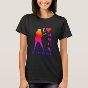 Rock et Roll T-Shirt Rock Guitare Player Girl