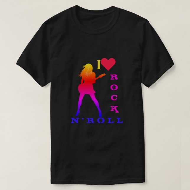 Rock et Roll T-Shirt Rock Musique Guitariste Girl (Design devant)