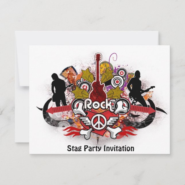Rock ! - Invitation de soirée d'enterrement de vie (Devant)