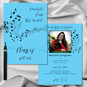 Rock Music Black Blue Photo Graduate Faire-part