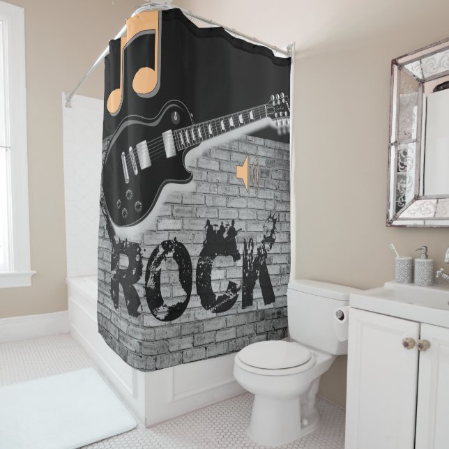 Rock Musique guitare noire rideau (En situation)