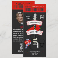 Rock n' Roll Wedding ticket custom Invitation