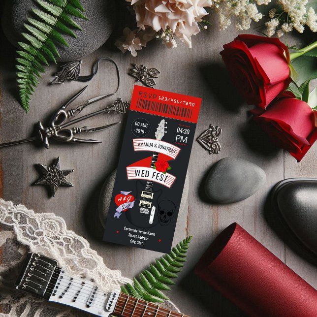 Rock n' Roll Wedding ticket custom Invitation (Rock n' Roll Wedding ticket custom Invitation)