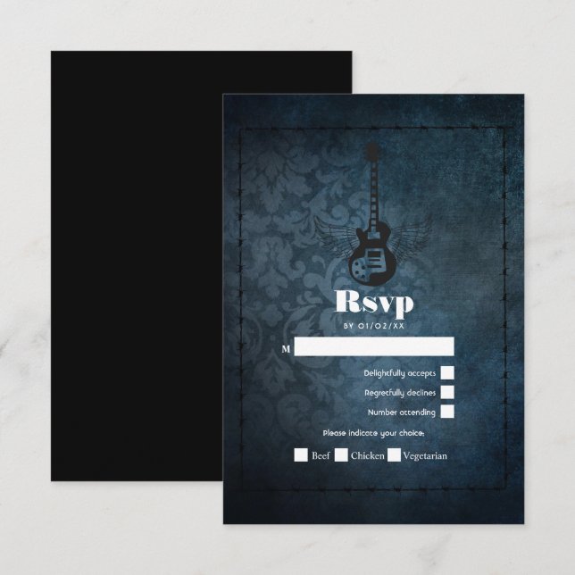 Rock n'Roll Retro Vintage Wedding Carte RSVP (Devant / Derrière)