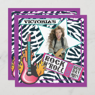 Rock N'Roll Rock Star Invitations de fête d'annive