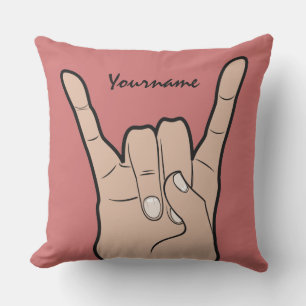 ROCK ON nom personnalisé & couleur lancer oreiller
