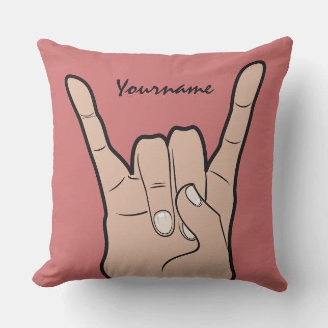 ROCK ON nom personnalisé & couleur lancer oreiller (Recto)