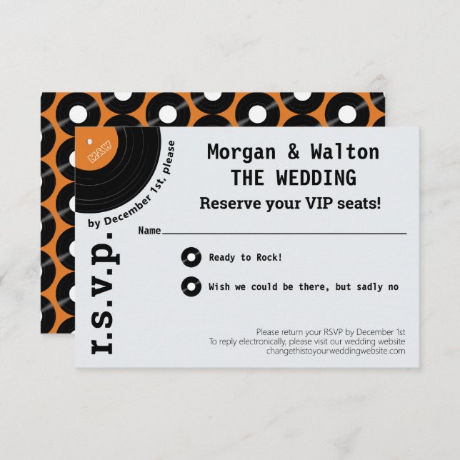 Rock Record Album Style Concert Simple RSVP Orange (Devant / Derrière)