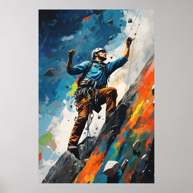 Rock Sport Escalade Wall Climber Peinture Poster (Devant)