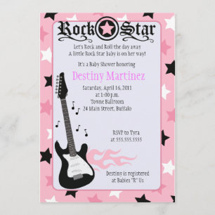 ROCK STAR 5x7 Baby shower Rocker Invitation
