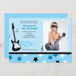 ROCK STAR 5x7 Rocker Anniversaire Photo Invitation