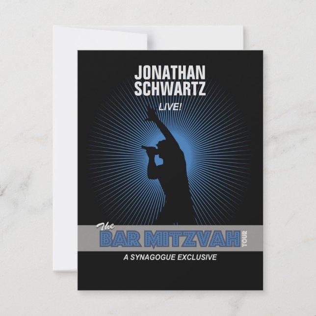 Rock Star Bar Mitzvah RSVP Répondre Black Silver (Devant)