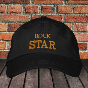 ROCK STAR brodé baseball casquette or / noir
