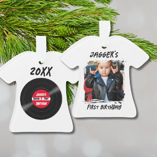 Rock Star First Birthday Record T-shirt blanc